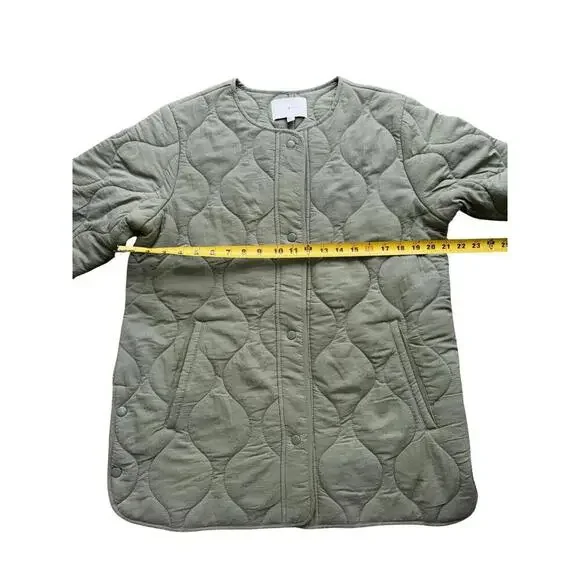 Women Lucky Brand Olive Green Quilted Utility Jacket Size M NWOT Fall scalloped - Picture 2 of 5